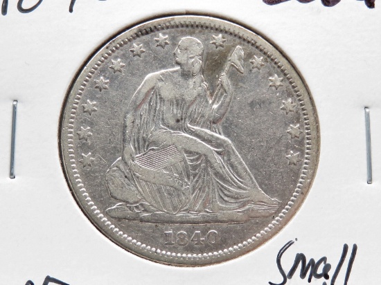 Seated Liberty Half $ 1840 Small Letters Very Fine