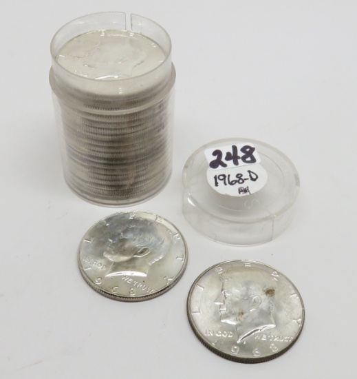 Roll (20) Silver 40% Kennedy Half $ 1968D BU