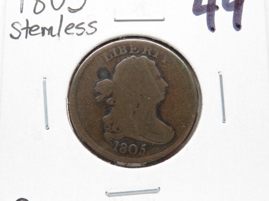 Half Cent Draped Bust 1805 Stemless G