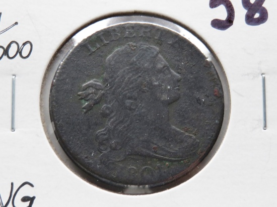 Draped Bust Large Cent 1801 1/000 VG corrosion