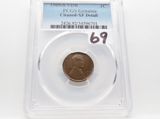 Lincoln Cent 1909S VDB  PCGS XF detail cleaned, Key Date