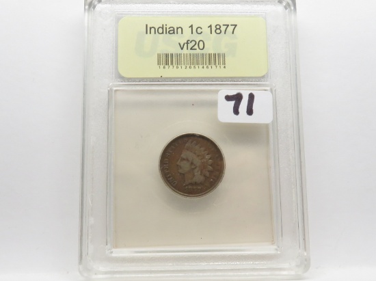 Indian Cent 1877 USCG VF, Key Date