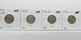 4 Buffalo Nickels, 1913 Var.1 VF; 15-D VG; 16-D VG; 17-D VG