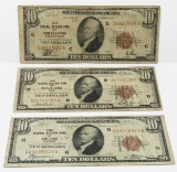 3-$10 FRBN 1929, all Fine: Chicago, Cleveland, Philadelphia