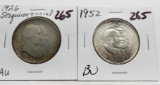 2 Commemorative Half $ 1926 Sesquicentennial AU & 1952 Carver/Washington BU