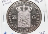 Netherlands Silver 2 1/2 Gulden 1870 Unc, bag marks