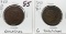 2 Large Cents, G scratches: 1840 Large Date, 1840 Small Date