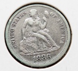 Seated Liberty Dime 1886 EF/VF ?cle
