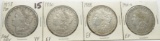 4 Morgan $: 1878 7TF 2nd Rev VF, 80 EF, 88 EF, 1901-O EF