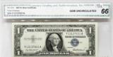 $1 Silver Certificate 1957, FR1619, SN Y13137831A, CGA Gem Unc 66