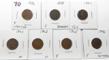 7 Indian Cents: 1896 F cle, 1899 F corr, 1901 VG+, 1901 VF, 1903 EF,1905 F, 1906 F