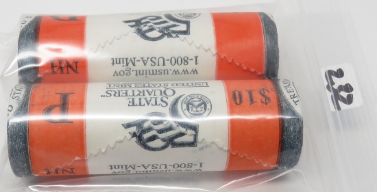 2 Rolls (1P, 1D) SH Quarters Unc/BU 2000 New Hampshire