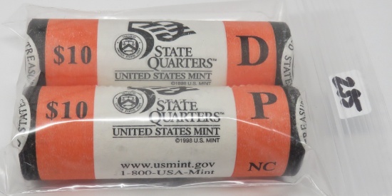 2 Rolls (1P, 1D) SH Quarters Unc/BU 2001 North Carolina