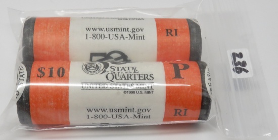 2 Rolls (1P, 1D) SH Quarters Unc/BU 2001 Rhode Island