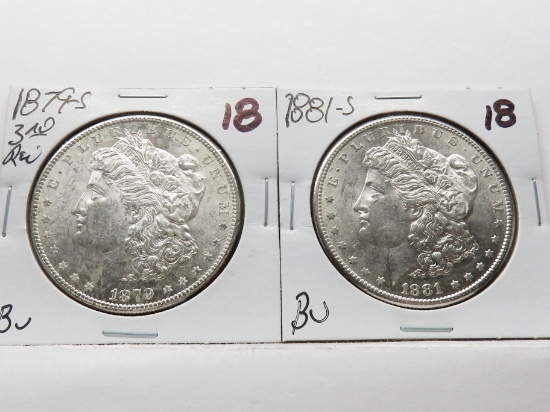 2 Morgan $ BU 1879-S 3rd Reverse & 1881-S