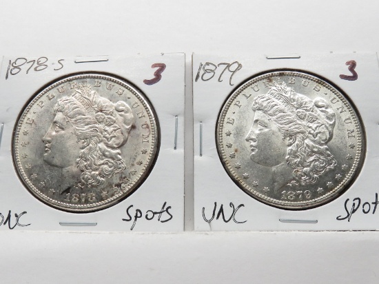 2 Morgan $ UNC 1878-S & 1879 Spots
