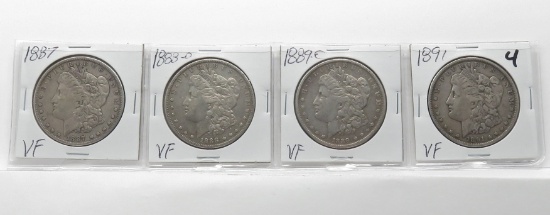 4 Morgan $ Very Fine 1887; 88-O; 89-O; 91