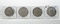 4 Silver French 5 Francs: 1844A, 1849A, 1868A, 1873A