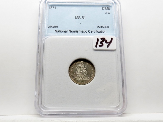 Seated Liberty Dime 1871 NNC Mint State