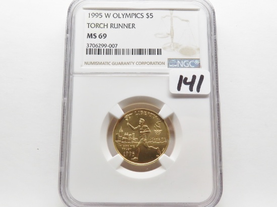 Olympic Torch Runner $5 Gold 1994W NGC MS69