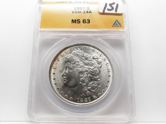 Morgan $ 1887 ANACS MS63 Vam 14A