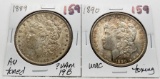 2 Morgan $: 1889 AU toned ?Vam 19B, 1890 Unc toning