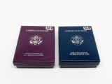 2 Proof American Silver Eagles boxed: 1991, 2003