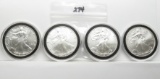 4 American Silver Eagles in Cointains: 2004, 05, 08, 09