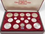 America's Classic Silver Coins Collection in case, 17 Silver Coins up to Unc (1 War Nickel, 2 Dimes,