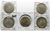 5 Silver Mexican 1 Peso: 1924M, 2-1927M, 1934M, 1944M