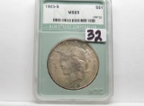 Peace $ 1923S NTC Mint State, obv toning