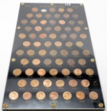Lincoln Cent Set 1909VDB-33D, 69 Coins in Capitol Plastic, No 1909SVDB, many whizzed. 1909S Unc whiz
