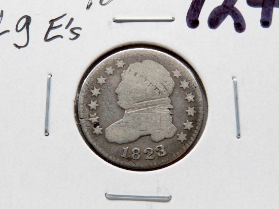 Capped Bust Dime 1823/2 Large E's Good with scratches