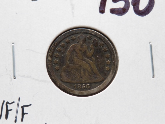 Seated Liberty Dime 1856-O VF/F scratches rev damage, better date