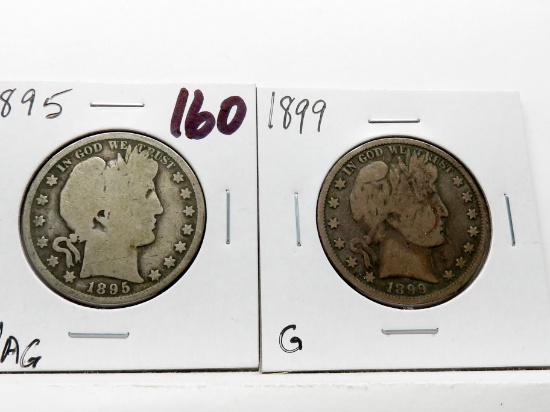 2 Barber Half $: 1895 G/AG, 1899 G