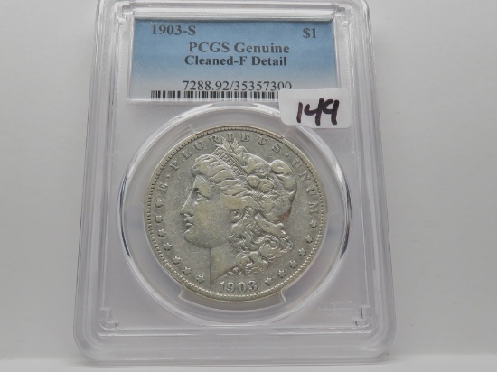 Morgan $ 1903-S PCGS Fine Detail; Genuine; Cleaned (Better date)