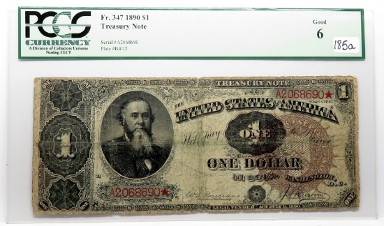 $1 Treasury Note 1890, FR347, SN A2068690, PCGS Good 6