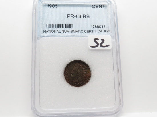 Indian Cent 1905 NNC CH Proof Red Brown
