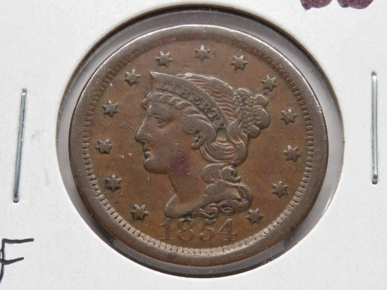 Braided Hair Large Cent 1854 Fine