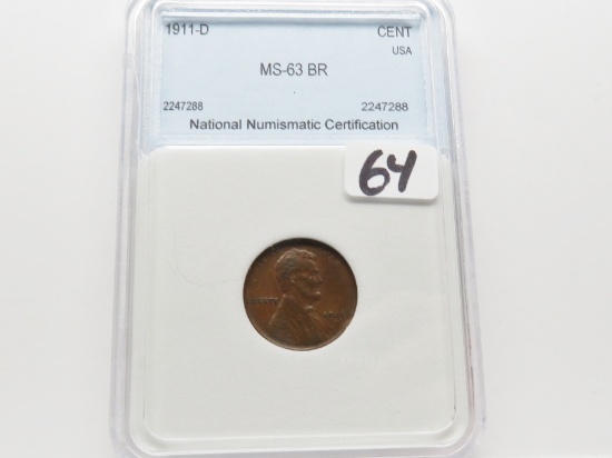 Lincoln Cent 1911-D NNC Mint State Brown