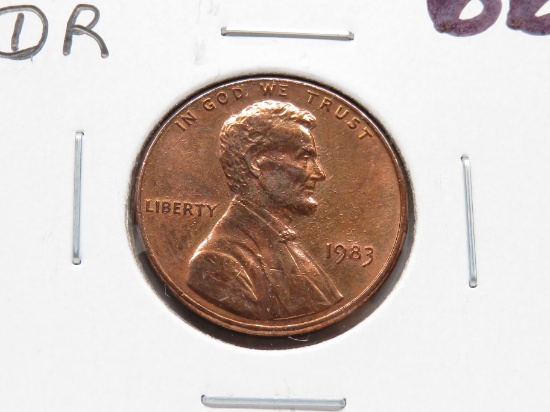 Lincoln Cent 1983 Double Die Reverse Unc, nice rev doubling