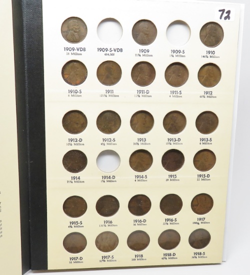 Library of Coins Lincoln Cent Album, 86 Coins, 1909VDB-40S, includes better early dates, 1931S Fine.