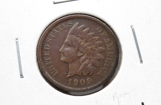 Indian Cent 1909-S F obv scratch, Key Date