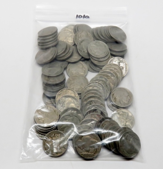 100 Buffalo Nickels, wide date mix