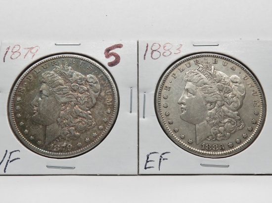 2 Morgan $: 1879 VF, 1883 EF