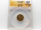 Gold $2.50 Indian 1913 ANACS AU58 Details Cleaned