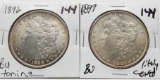 2 Morgan $ BU Litely Toned 1896 & 1897