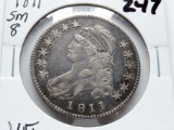 Capped Bust Half $ 1811 Very Fine Small 8