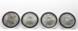 4 American Silver Eagles BU; 2001; 03; 04; 05 in Cointains