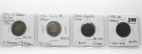 4-1700's World Coins: 1730 City of Gallen Swiss Cantons 1/2 Batzen; 1786 Bolivia 1 Real; 1788 Dutch